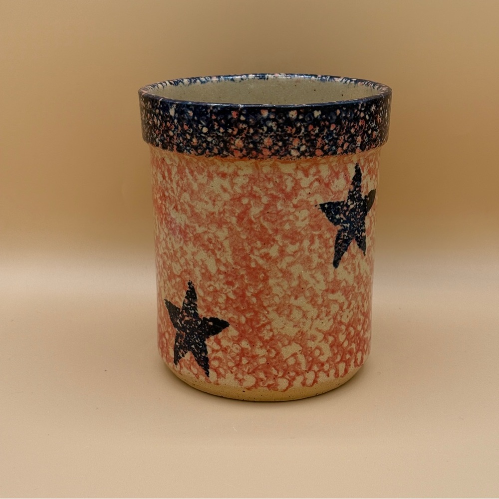 Three Rivers Pottery 25th Anniversary Patriotic Stars Red White & Blue Crock